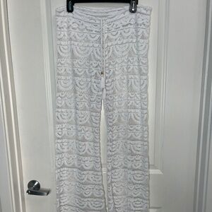 PQ Swim White Crochet Lace Beach Pants Cover-Up XS/S
